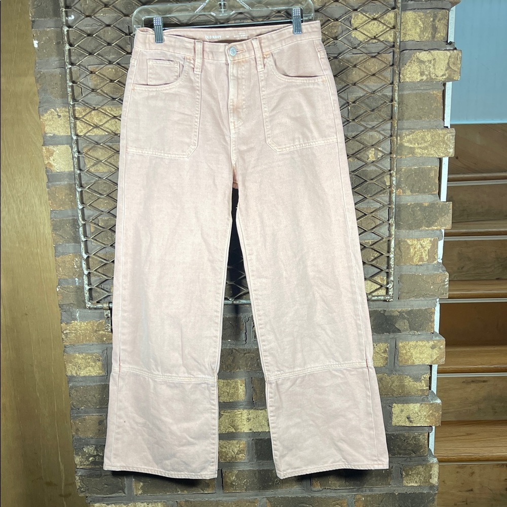 Old Navy Girls Pink Baggy Wide-Leg High Rise Jeans 16